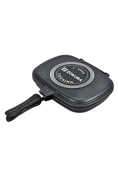 Zokura 32 cm Non-Stick Double Frying Pan, Aluminum, Ceramic Coating