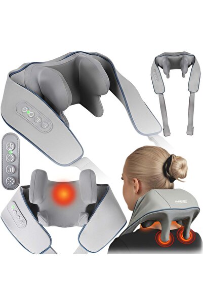 Neo-Sport NS-505 Aparat de masaj Shiatsu fără fir pentru gât și spate cu 3 mo...