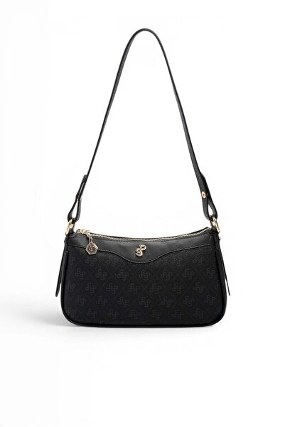 Silver Polo أسود - حقيبة كروس نسائية سوداء مونوغرام SP1274