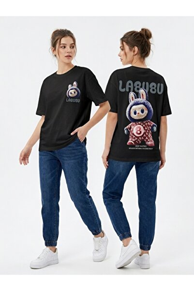 RUUJ COLLECTİON Oversize Labubu Patterned T-Shirt