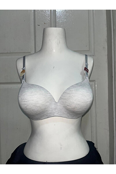 Belvü Women's Underwire Double Padded Combed Cotton Melange Dark Gray Bra-1140