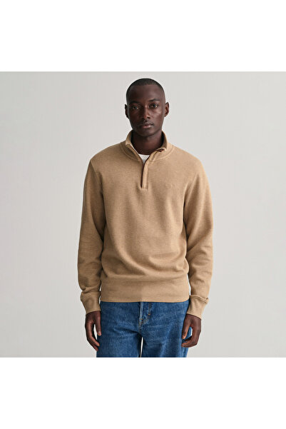 Gant Erkek Bej Regular Fit Yarım Fermuarlı Sweatshirt
