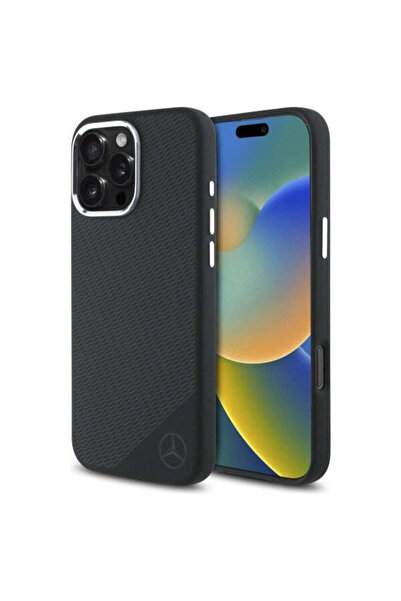 MERCEDES Husă din silicon cu logo Tonal, model lemn, MagSafe pentru iPhone 16...