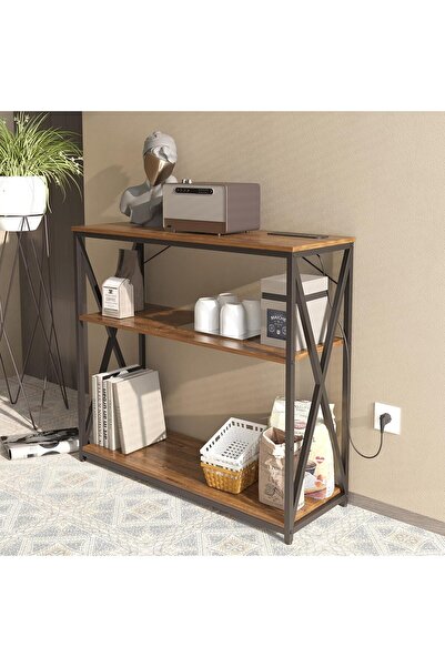 HoMeY furniture AnneFish 3-Tier Console Table with Charging Station, Storage ...