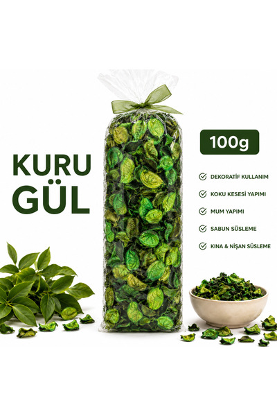 BERAYE Yeşil Kuru Gül Yaprağı 100 Gr Romantik Dekor Kına Nişan Düğün Süsleme