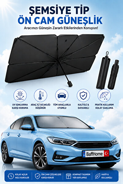 baffhome Katlanabilir Oto Güneşlik Araç Ön Cam Güneşliği Oto Araba Güneşlik Ş...