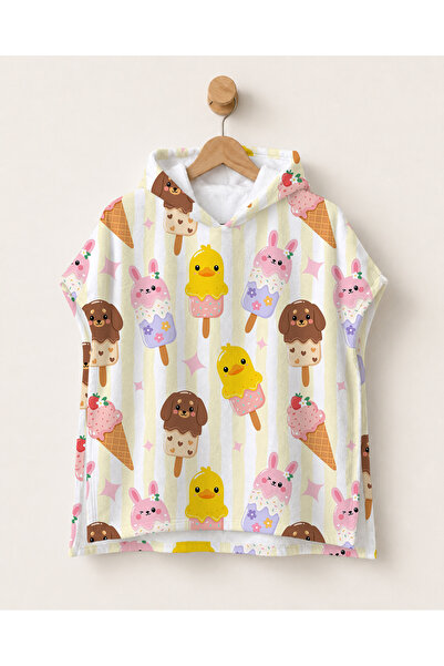 milroma Chick Patterned Children's Poncho Towel Hooded Sea Beach Pool Poncho
