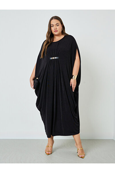 Styli Plus Size Buckle Detail Overlay Maxi Dress and Cami