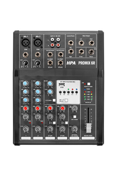HPA PROMIX6R |   Κονσόλα μίξης ήχου με 6 κανάλια, Bluetooth και εφέ