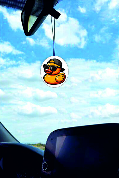 ESLEM 2 Pieces Duck with Glasses and Hat Rearview Mirror Ornament Cute Oval D...