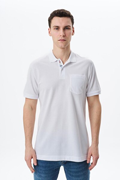 Arma Men's White Regular Fit Basic 100% Cotton Pique Pocket Polo Neck T-Shirt...