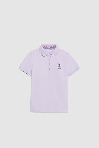 U.S. Polo Assn. تي شيرت أساسي للفتيات بياقة بولو باللون الأرجواني الفاتح 5032...