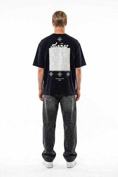 Respire Tricou supradimensionat brodat FFB, fumuriu