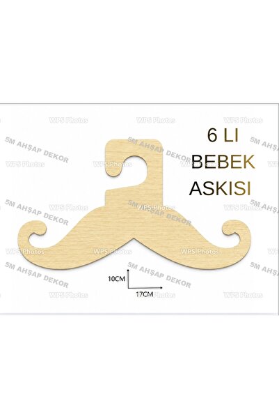5M AHŞAP DEKOR Wooden Baby Clothes Hanger 17Cmx6 Pieces