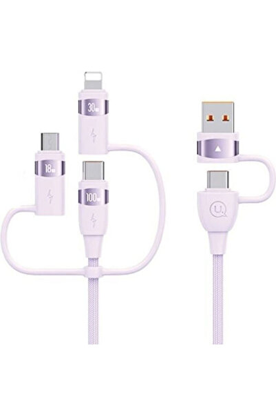 Usams Κανονικό καλώδιο USB σε Lightning / Type-C / micro USB 2μ Μωβ (SJ646USB02)