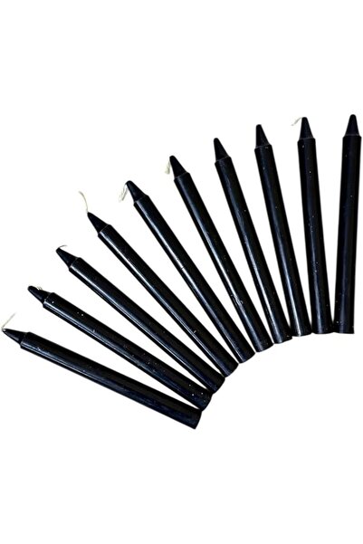 The Bros Taper Candles Black Color 10Pcs Long Candles 1.8cm Round x 19cm Long...