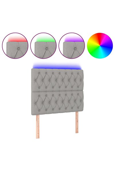 vidaxl Tăblie de pat cu LED, gri deschis, 90x7x118/128 cm, textil