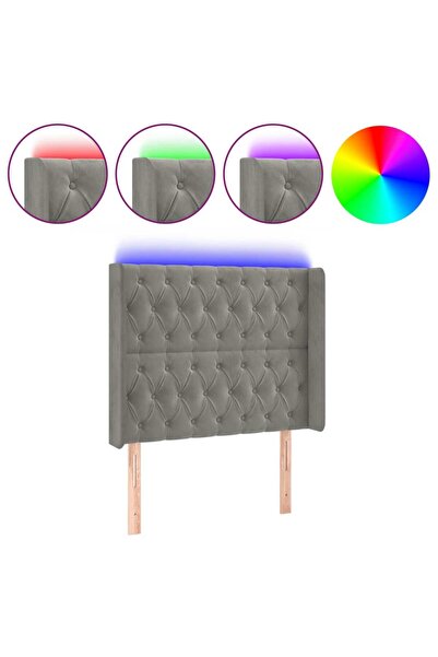 vidaxl Tăblie de pat cu LED, gri deschis, 93x16x118/128 cm, catifea
