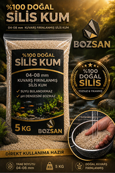 Bozsan 5 Kg 04-08 mm Silis Krem Renk Kumsal Kumu, Bitki Marimo Teraryum Kumu,...