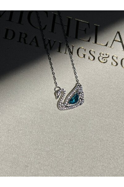 IrazErezJewelry Çelik Mavi Taşlı Kuğu Kolye