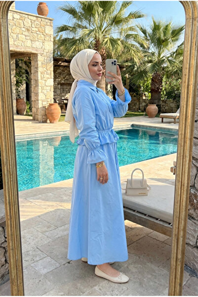 Kirazca Butik Women's Waist Drawstring Detailed Shirt Skirt Hijab Set (Unlined)