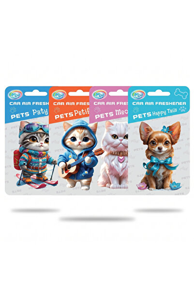 AirGut Araç Kokusu Pets - Paty, Petify, Meow, Happy Tails 4'lü