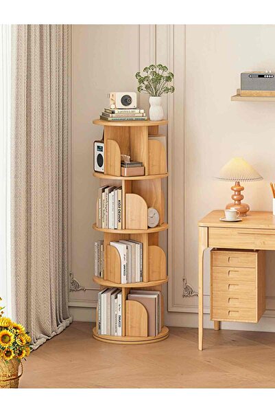 Venpara 360° Rotating 3‑Tier（4‑Tier） Bookshelf with Anti-Fall Protective Baff...
