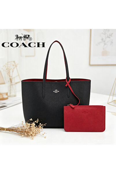 Coach New York حقيبة يد نسائية كبيرة السعة ذات وجهين، حقيبة كتف، حقيبة كروس ب...