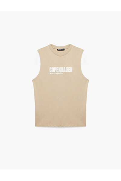Koton Crew Neck Cotton Printed Sleeveless T-Shirt