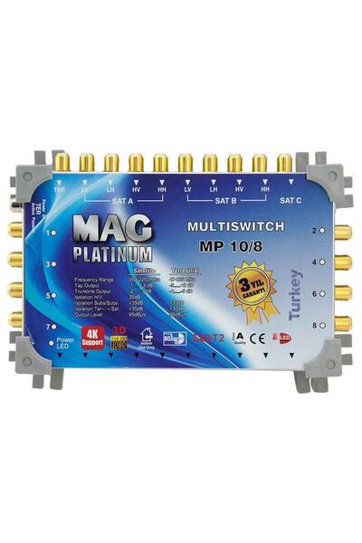 MAG Platinum MP 10/8 Multiswitch - 10 Giriş 8 Çıkışlı Merkezi Uydu Santrali H...