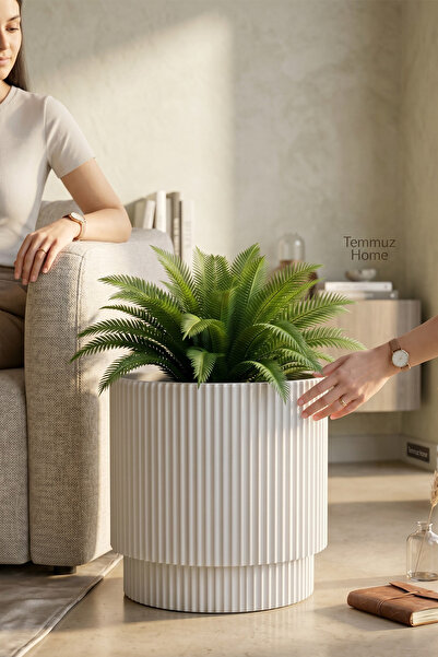 TEMMUZ HOME Vega Model Büyük Dekoratif Modern Saksı Ve Vazo 20 Lt ( 31,5 Cm X...