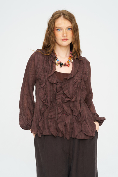 Orfeo Negro Women's Metallic Shimmering Shirt with Flywheel Detail