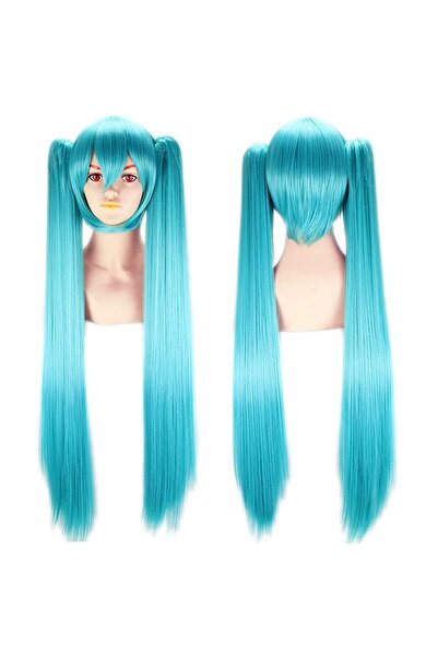 OEM Perucă lungă și dreaptă Hatsune Miku Anime cu două cozi de cal pentru fet...