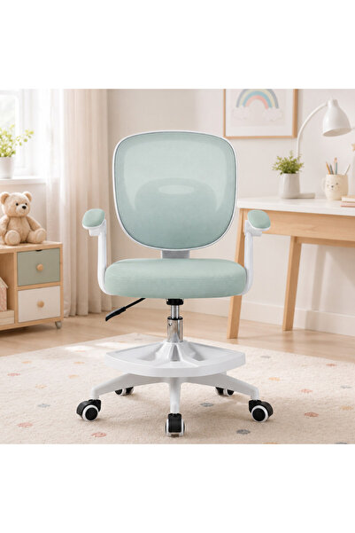PROCART Scaun de birou ergonomic pentru copii și adolescenți, verde mentă, re...