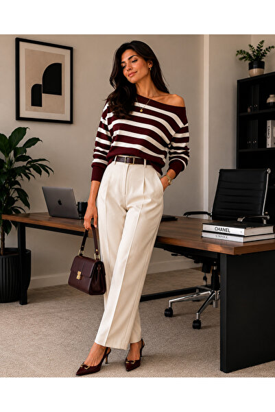 get crazy collection Knitwear Striped Boat Neck Blouse