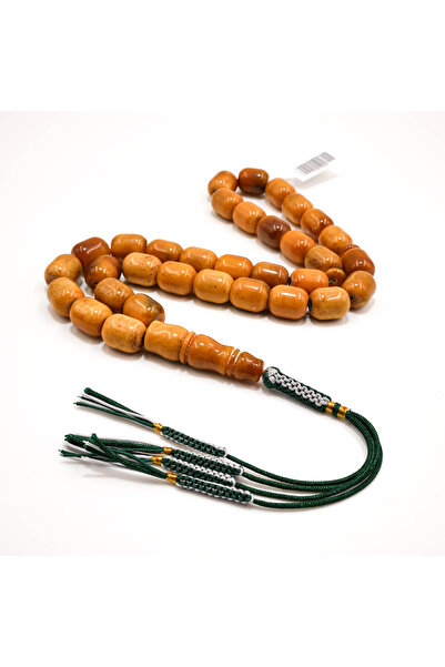 genernic Baltic Amber Pressed & Spotted Rosary 33 Beads 12mm Honey Tone Praye...