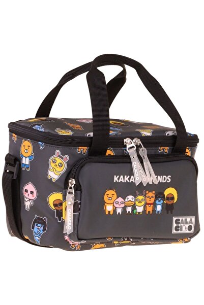 CalaCilo Two-Compartment Thermo School Lunch Bag - Kakao Friends Printed Blac...