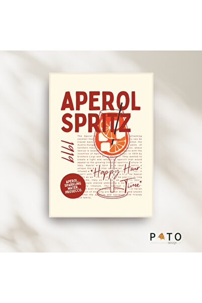 Pato Design 'Aperol Spritz - Happy Hour Time' Mutfak Dekoratif Tablo | Bej Çe...