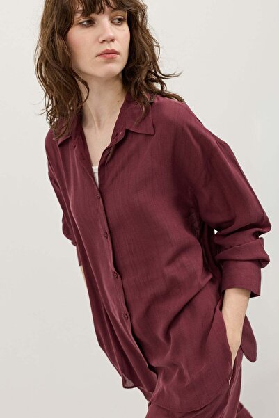 Antioch Burgundy Relax Fit Lyocell Women's Shirt