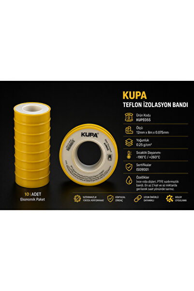 Kupa - Teflon Bant 10'lu Musluk & Tesisat - Sızdırmaz!