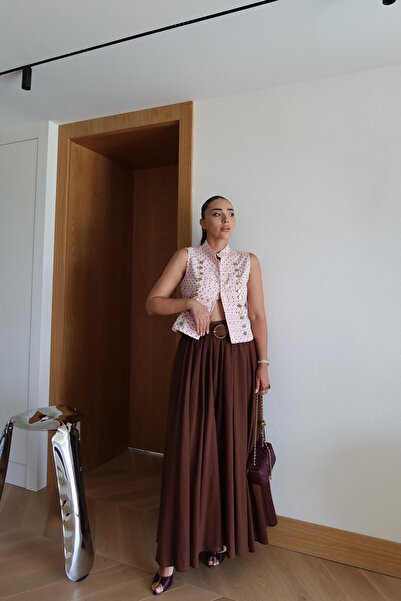 Özge Özgenç Knitted Belted Casual Skirt