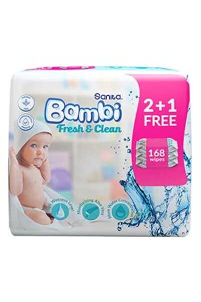 Bambi Fresh & Clean Wet Wipes 56 Count 2+1 Free
