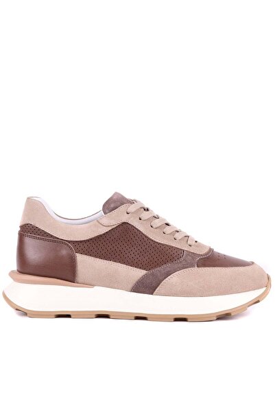 Shoetyle - حذاء رياضي رجالي كاجوال من الجلد باللون البيج من هاكي - 250-3000