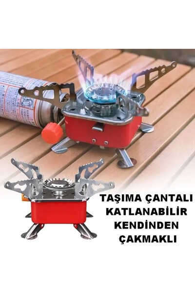 HerŞey Marketing Mini Kamp Soba Katlanır Açık Gaz Sobası Portatif Piknik Spli...