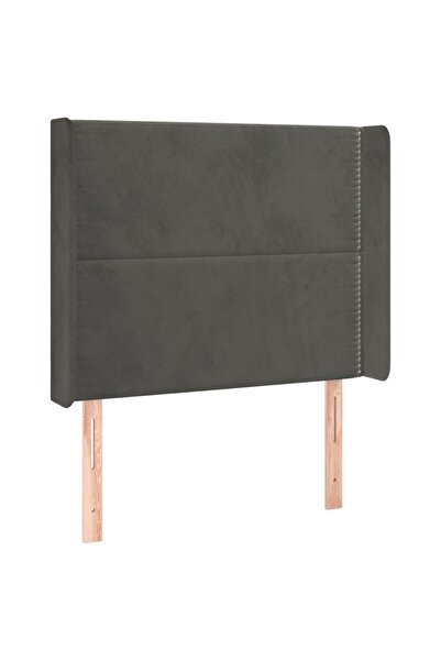 vidaxl Tăblie de pat cu aripioare gri închis 83x16x118/128 cm catifea