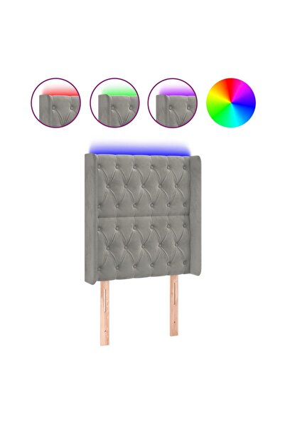 vidaxl Tăblie de pat cu LED, gri deschis, 83x16x118/128 cm, catifea