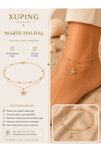 xUPING BURCU JEWELRY Deniz Yıldızı Halhal