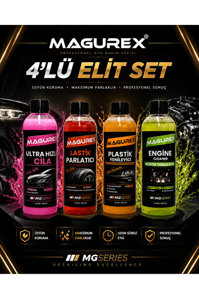 MAGUREX 4'lü Bakım Seti – Ultra Hızlı Cila, Lastik Parlatıcı, Plastik Yeniley...