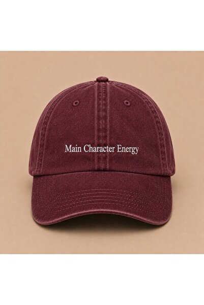 WeavedCo Main Character Energy Written Vintage Washed Hat (Not Printed, Embro...