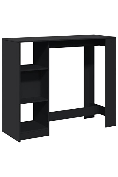 vidaxl Masă de bar cu raft, negru, 124x46x103,5 cm, lemn prelucrat